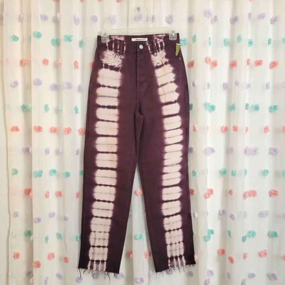 New PacSun Eco Raspberry Tie Dye High Waisted Straight Leg Jeans